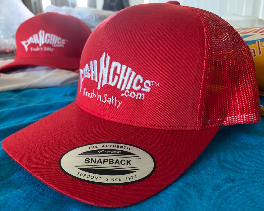 FishNChics Trucker's Cap - Reel Red Snapback