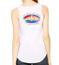 Load image into Gallery viewer, FishNChics Fresh &#39;n Salty Eat, Sleep, Fish Repeat Cotton Tank - White