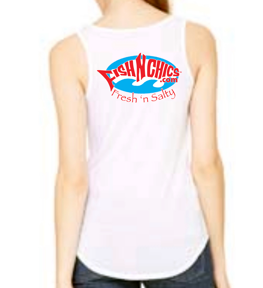 FishNChics Manatee Fresh n' Salty Cotton Tank - White